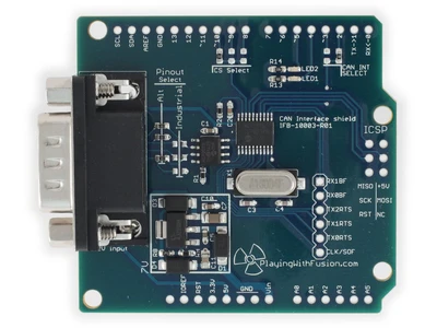 IFB-10003-AWP CAN Bus Interface MCP2515 Arduino Shield (Automotive, with Power Supply)
 Image