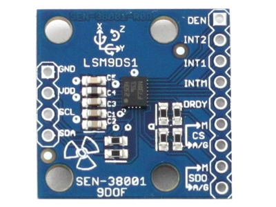 SEN-38001 9-DOF Accelerometer, Gyro, Magnetometer breakout with SPI and I2C Interface
 Image